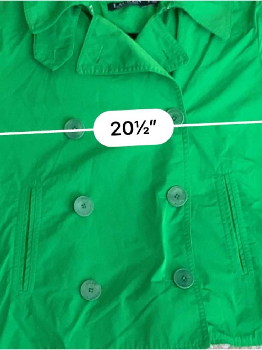 Lauren Ralph Lauren Jacket 8 Green Double Breasted Cropped Lightweight - Picture 13 of 15